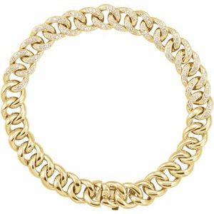 Ladies Natural Diamond Curb Bracelet (I1, G-H) — 14K Yellow Gold