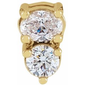 Ladies Natural Diamond Two-Stone Slide Pendant (Si2-Si3, Ghi) — 14K Yellow Gold