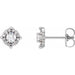 Ladies Natural Diamond Halo-Style Earrings — Sterling Silver