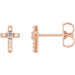 Ladies Natural White Sapphire Natural Diamond Cross Earrings — 14K Rose Gold