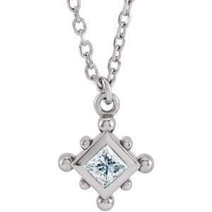 Ladies Natural Diamond Bezel-Set Beaded Necklace (I1, G-H) — 14K White Gold