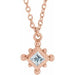 Ladies Natural Diamond Bezel-Set Beaded Necklace (I1, G-H) — 14K Rose Gold