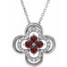 Ladies Natural Mozambique Garnet Natural Diamond Clover Necklace (Si2-Si3, G-H) — Platinum