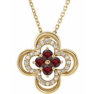 Ladies Natural Blue Sapphire Natural Diamond Clover Necklace (I1, G-H) — 14K Yellow Gold