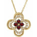 Ladies Natural Blue Sapphire Natural Diamond Clover Necklace (I1, G-H) — 14K Yellow Gold