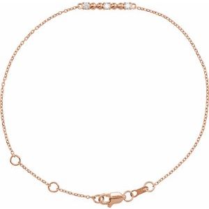 Ladies Natural Diamond Beaded Bar 6 1/2-7 1/ Bracelet (I1, G-H) — 14K Rose Gold
