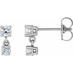 Ladies Natural Diamond Two-Stone Earrings — Platinum