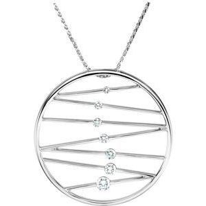 Ladies Natural Diamond Journey Necklace (I1, G-H) — 14K White Gold