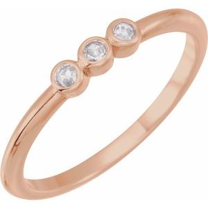 Ladies Rose-Cut Natural Diamond Stackable Ring (SI2-SI3, GHI) — 14K Rose Gold