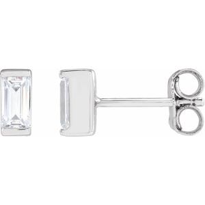 Lab-Grown Diamond Straight Baguette Bezel-Set Stud Earrings