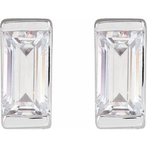 Lab-Grown Diamond Straight Baguette Bezel-Set Stud Earrings