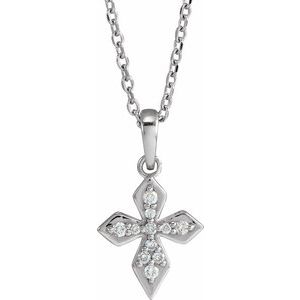 Ladies Natural Diamond Petite Cross Necklace (Si2-Si3, G-H) — Platinum