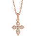 Ladies Natural Diamond Petite Cross Necklace (I1, G-H) — 14K Rose Gold