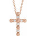 Ladies Natural Diamond Beaded Cross Necklace (I1, G-H) — 14K Rose Gold