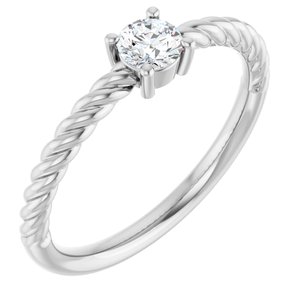 Ladies Natural Diamond Solitaire Rope Ring (I1, G-H) — Sterling Silver