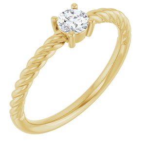 Ladies Natural Diamond Solitaire Rope Ring (I1, G-H) — 14K Yellow Gold