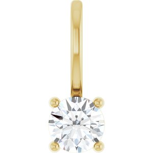 Ladies Natural Diamond Solitaire Charm/Pendant (I1, G-H) — 14K Yellow Gold