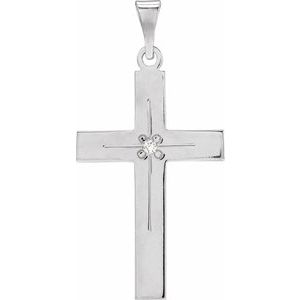 Ladies Natural Diamond Cross Pendant (I1, G-H) — 14K White Gold