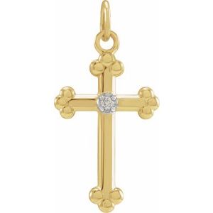 Ladies Natural Diamond Cross Pendant — 14K Yellow/White Gold