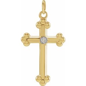 Ladies Natural Diamond Cross Pendant — 14K Yellow/White Gold