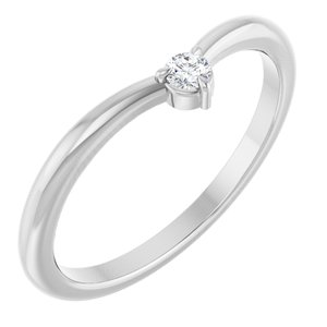 Ladies Natural Diamond Stackable V Ring (SI2-SI3, G-H) — Platinum