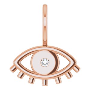 Ladies Natural Diamond Evil Eye Charm/Pendant (I1, G-H) — 14K Rose Gold