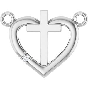 Ladies Natural Diamond Heart Cross Necklace Center (Si2-Si3, G-H) — Platinum