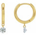 Ladies Drilled Natural Diamond Hinged Hoop Earrings — 14K Yellow Gold