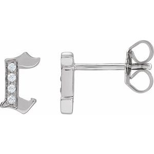 Ladies Natural Diamond Gothic Initial C Earring (I1, H+) — 14K White Gold