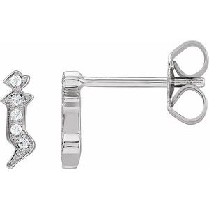 Ladies Natural Diamond Gothic Initial J Earring (I1, H+) — 14K White Gold
