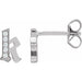 Ladies Natural Diamond Gothic Initial K Earring (I1, H+) — 14K White Gold