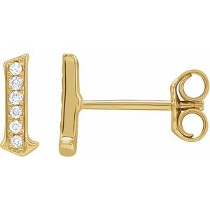 Ladies Natural Diamond Gothic Initial L Earring (I1, H+) — 14K Yellow Gold