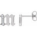 Ladies Natural Diamond Gothic Initial M Earring (I1, H+) — 14K White Gold