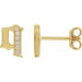 Ladies Natural Diamond Gothic Initial Q Earring (I1, H+) — 14K Yellow Gold