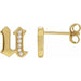 Ladies Natural Diamond Gothic Initial U Earring (I1, H+) — 14K Yellow Gold