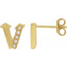 Ladies Natural Diamond Gothic Initial V Earring (I1, H+) — 14K Yellow Gold