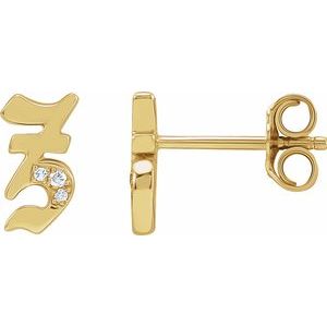 Ladies Natural Diamond Gothic Initial Z Earring (I1, H+) — 14K Yellow Gold