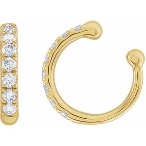 Ladies Natural Diamond Ear Cuff — 14K Yellow Gold
