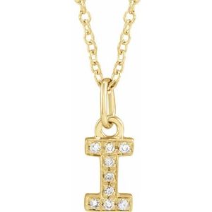 Ladies Natural Diamond Petite Initial I Necklace (I1, H+) — 14K Yellow Gold