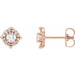 Ladies Natural Diamond Halo-Style Earrings — 14K Rose Gold