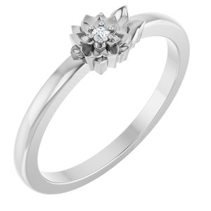 Ladies Natural Diamond Flower Ring (I1, G-H) — 14K White Gold