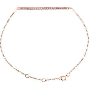 Ladies Natural Pink Sapphire Bracelet — 14K Rose Gold