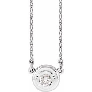 Ladies Natural Diamond Bezel-Set Solitaire Necklace (I1, G-H) — 14K White Gold