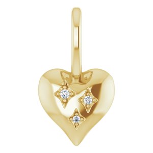 Ladies Natural Diamond Heart Charm/Pendant (I1, G-H) — 14K Yellow Gold