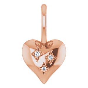 Ladies Natural Diamond Heart Charm/Pendant (I1, G-H) — 14K Rose Gold