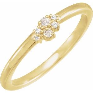 Ladies Rose-Cut Faceted Natural Diamond Stackable Ring (VS1-SI1/I1, GHI) — 14K Yellow Gold