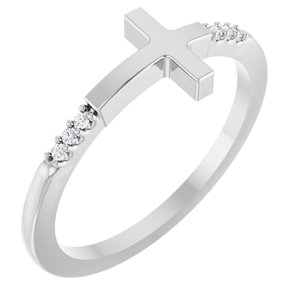 Ladies Diamond Stackable Sideways Cross Ring (SI2-SI3, G-H) — Platinum