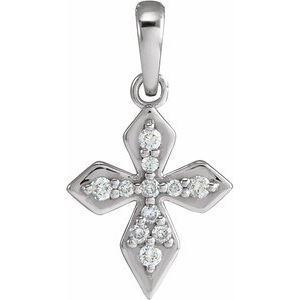 Ladies Natural Diamond Petite Cross Pendant (I1, G-H) — 14K White Gold