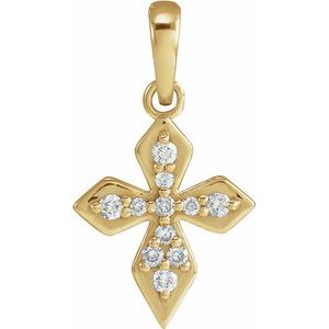 Ladies Natural Diamond Petite Cross Pendant (I1, G-H) — 14K Yellow Gold