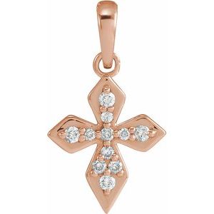 Ladies Natural Diamond Petite Cross Pendant (I1, G-H) — 14K Rose Gold